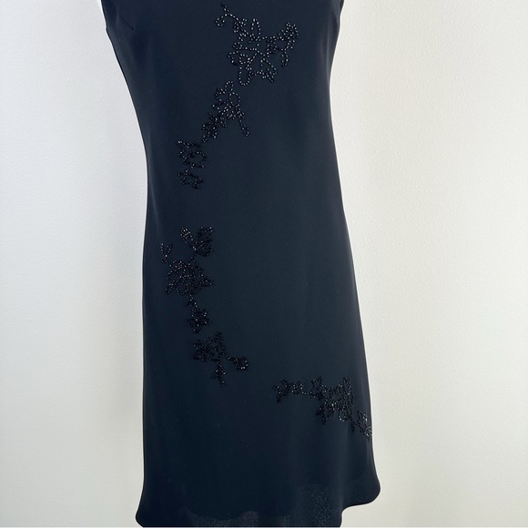 Jones New York Dress Black Beaded Chiffon Sleeveless Swing Midi Dress - Picture 3 of 7